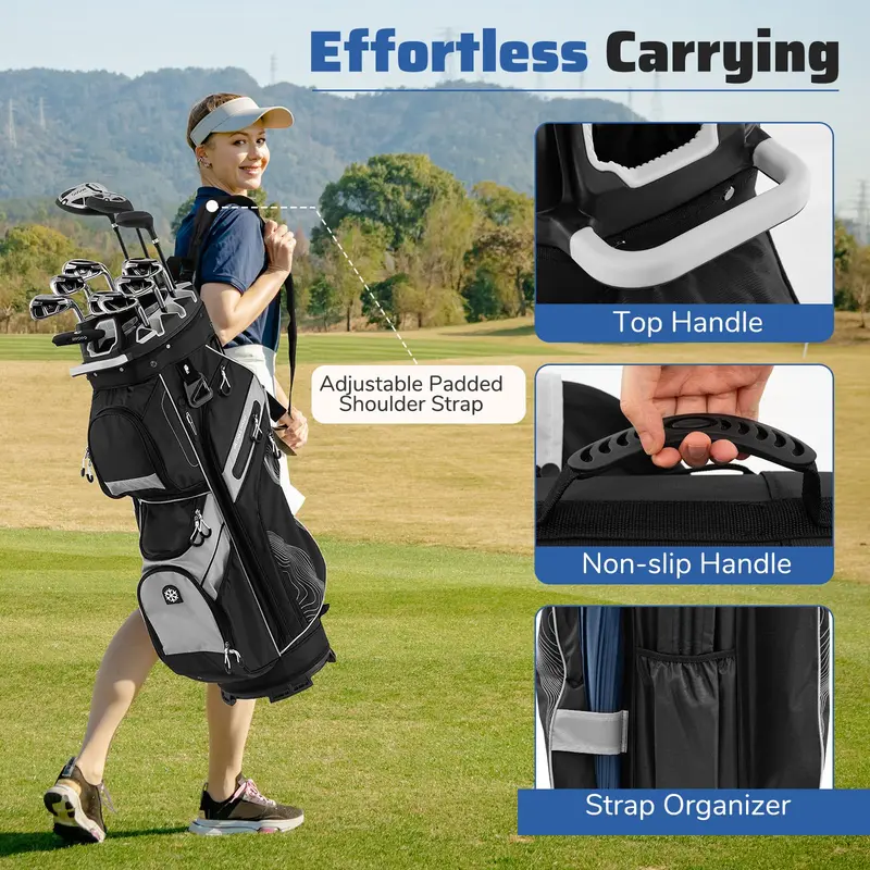 GoPlus leichter Golf-Tasche mit formfestem Deckel und 14-Fach-Organisationssystem