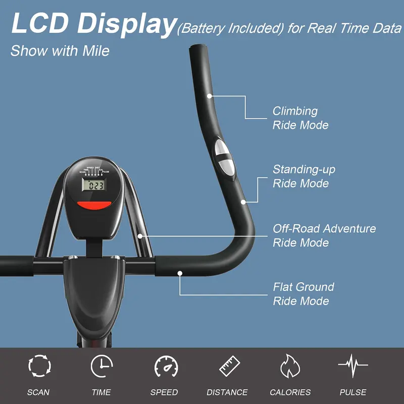 Goplus Magnet-Heimtrainer, Indoor-Fahrrad mit geräuschlosem Riemenantrieb