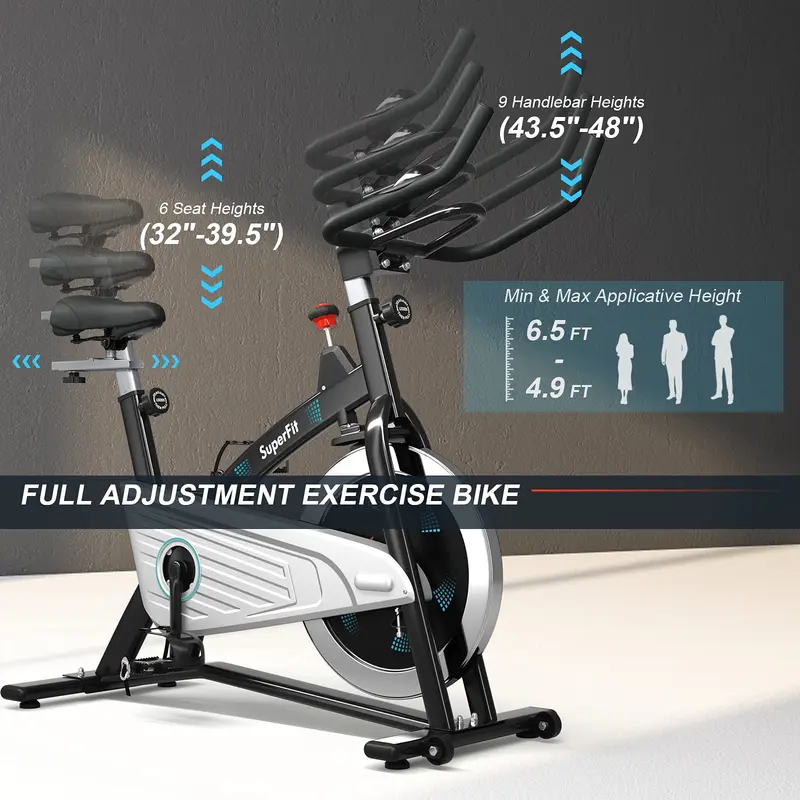 Goplus Magnet-Heimtrainer, Indoor-Fahrrad mit geräuschlosem Riemenantrieb