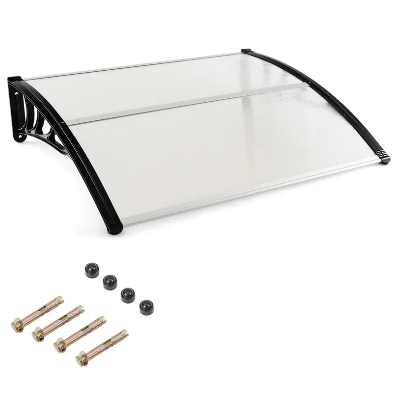 GoPlus Markisen für Türen, 122 cm × 102 cm Fenstermarkise mit Regen-, Schnee-, Sonnen- und UV-Schutz