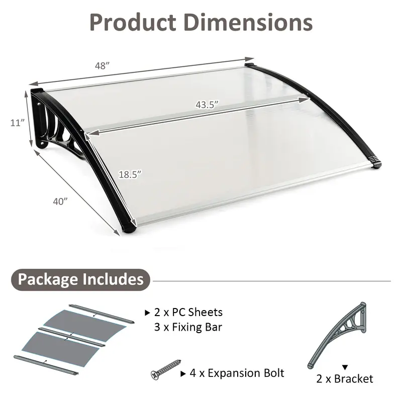 GoPlus Markisen für Türen, 122 cm × 102 cm Fenstermarkise mit Regen-, Schnee-, Sonnen- und UV-Schutz 2