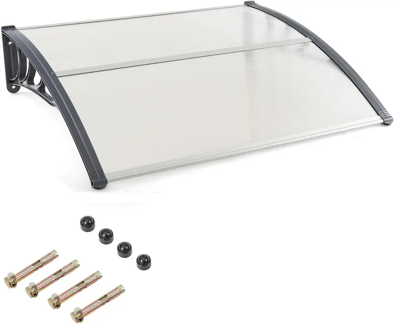GoPlus Markisen für Türen, 122 cm × 102 cm Fenstermarkise mit Regen-, Schnee-, Sonnen- und UV-Schutz