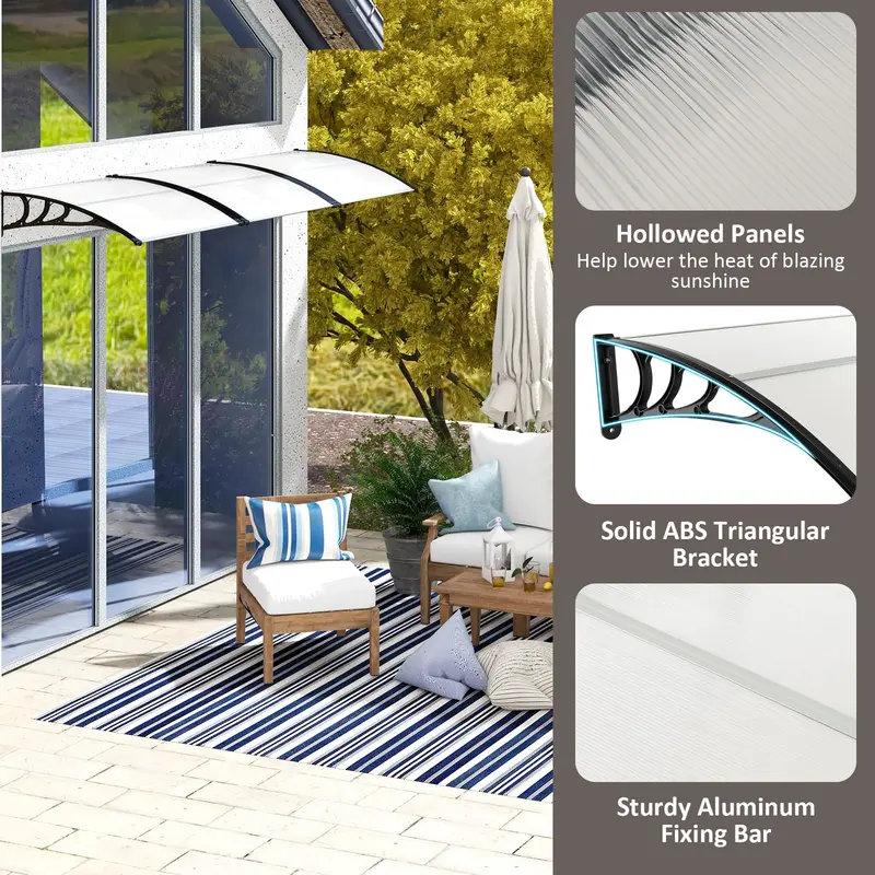 GoPlus Markisen für Türen, 122 cm × 102 cm Fenstermarkise mit Regen-, Schnee-, Sonnen- und UV-Schutz