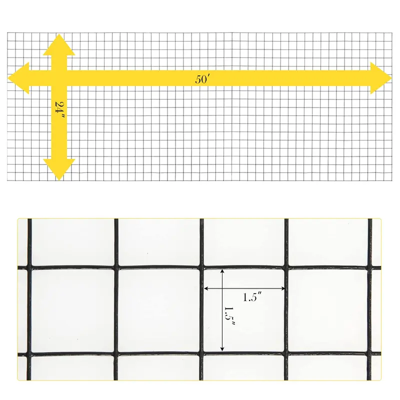 GoPlus Maschendraht, schwarz beschichtet, 61 cm × 15,24 m (24 Zoll × 50 Fuß), geschweißtes Drahtgitter für Hühnerställe
