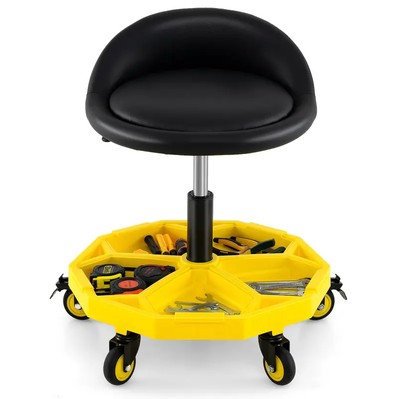 Goplus Mechanikerhocker mit verstellbarer Höhe (50–63 cm) und magnetischer Werkzeugablage