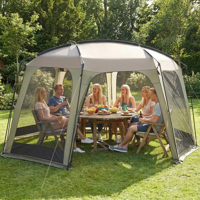 Goplus Mesh-Zelt mit Insektenschutz, 3,8 x 3,6 m, mit Reißverschluss-Tür und Tragetasche 2