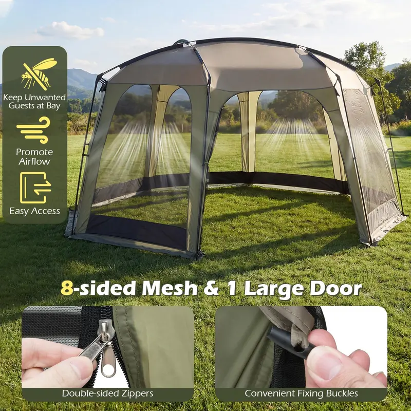 Goplus Mesh-Zelt mit Insektenschutz, 3,8 x 3,6 m, mit Reißverschluss-Tür und Tragetasche