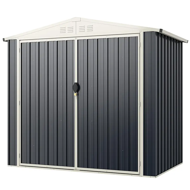 Goplus Metall-Abstellhütte für den Außenbereich, Schnellverbindungssystem für einfache Montage, wetterfeste Farbstahl-Utility-Abstellhütte