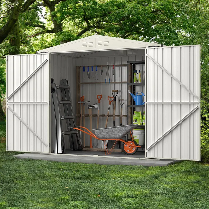 Goplus Metall-Abstellhütte für den Außenbereich, Schnellverbindungssystem für einfache Montage, wetterfeste Farbstahl-Utility-Abstellhütte 2