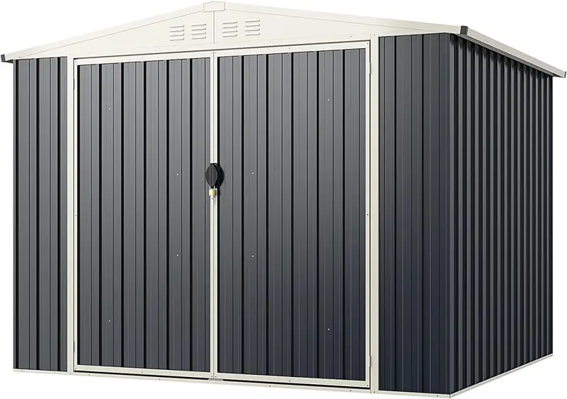 Goplus Metall-Abstellhütte für den Außenbereich, Schnellverbindungssystem für einfache Montage, wetterfeste Farbstahl-Utility-Abstellhütte