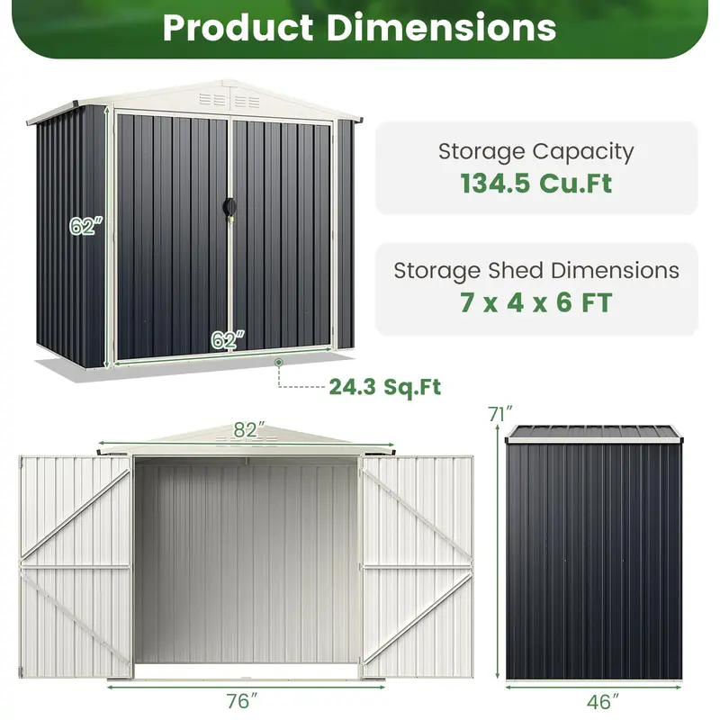 Goplus Metall-Abstellhütte für den Außenbereich, Schnellverbindungssystem für einfache Montage, wetterfeste Farbstahl-Utility-Abstellhütte