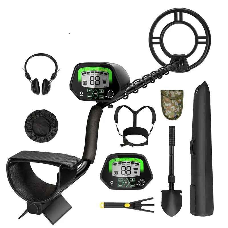 GOPLUS-Metalldetektor-Set für Erwachsene, Metallsuchgerät zum Schatzsuchen (schwarz)
