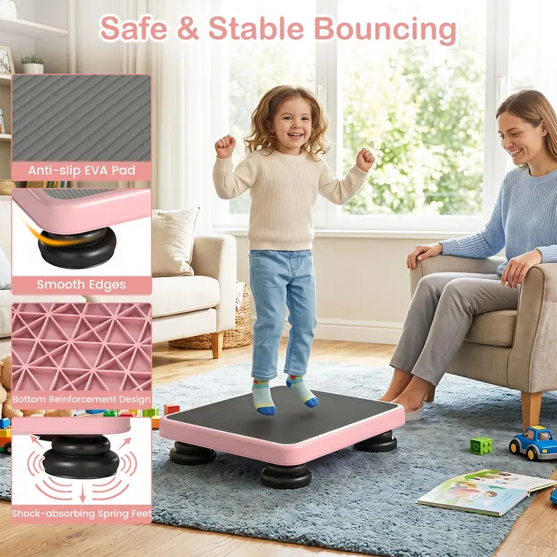 Goplus Minitrampolin 60 x 50 cm mit elastischem Seil | Rebounder-Sprungbrett 2