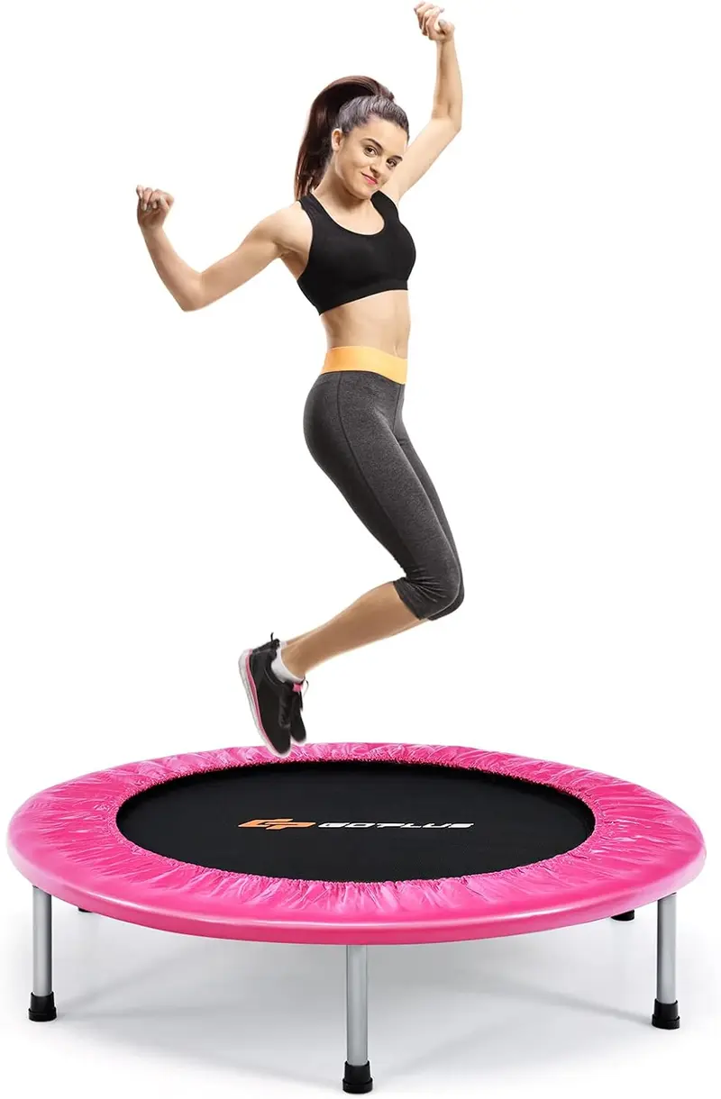 Goplus Minitrampolin mit Klappfunktion, 36 Zoll (ca. 91 cm) faltbares Fitness-Trampolin für Erwachsene