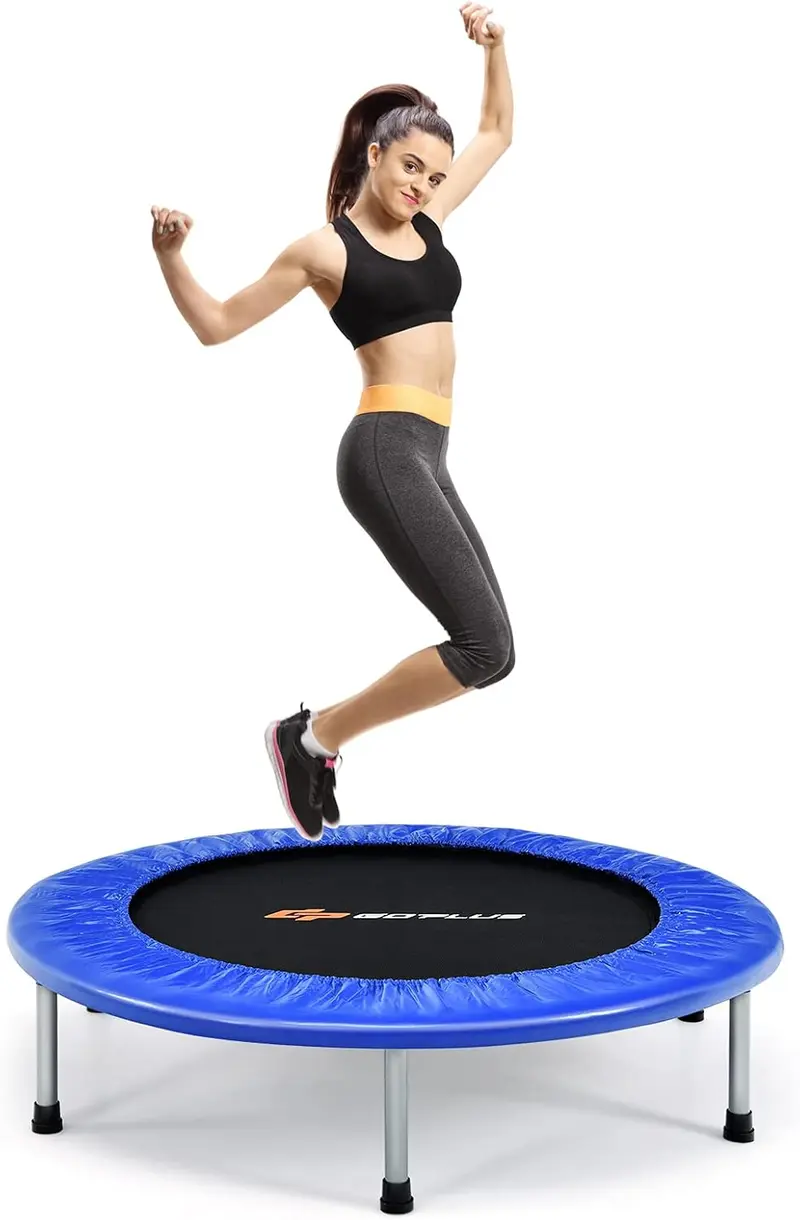 Goplus Minitrampolin mit Klappfunktion, 36 Zoll (ca. 91 cm) faltbares Fitness-Trampolin für Erwachsene