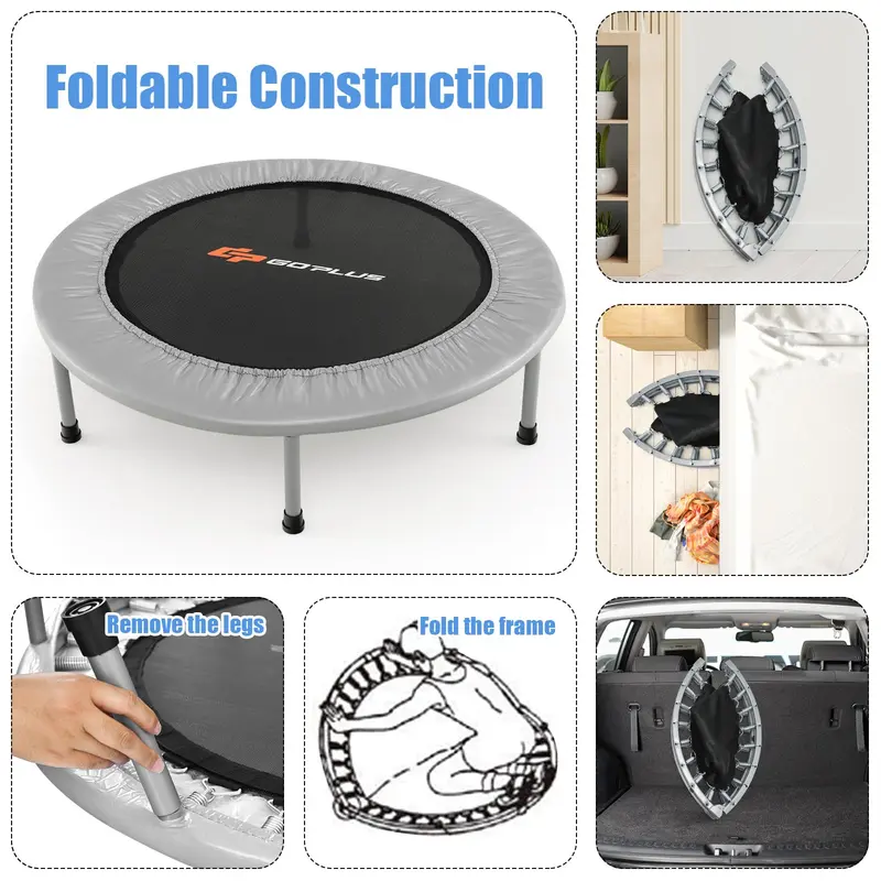 Goplus Minitrampolin mit Klappfunktion, 36 Zoll (ca. 91 cm) faltbares Fitness-Trampolin für Erwachsene