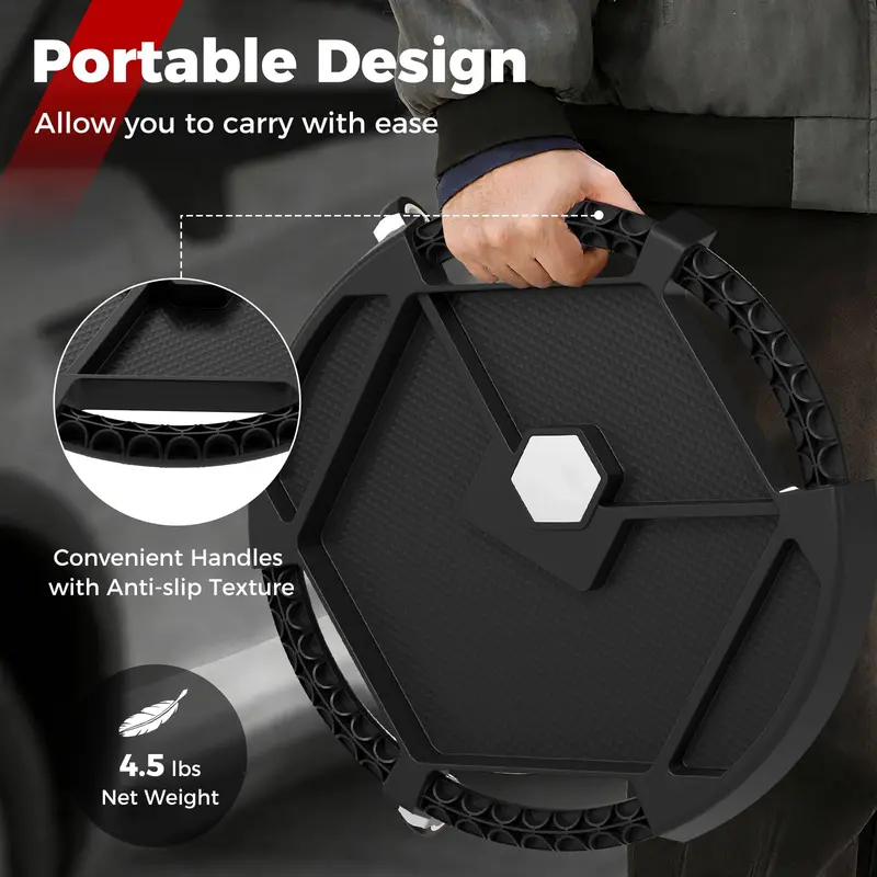 Goplus Mobiles Kfz-Werkzeugkriecher mit 3 schwenkbaren Rollen und 4 Fächern (49,5 × 49,5 × 10 cm)