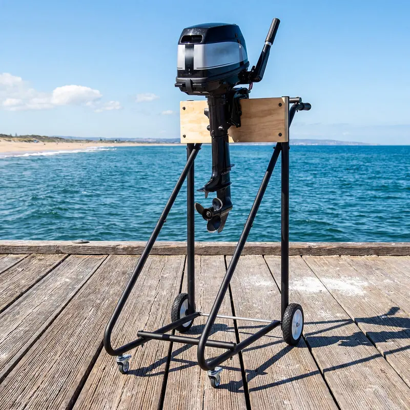 Goplus Motorhalterung für Boote, 150 kg, mit 4 Gummibereiften Rollen für Transport, Reparatur und Wartung