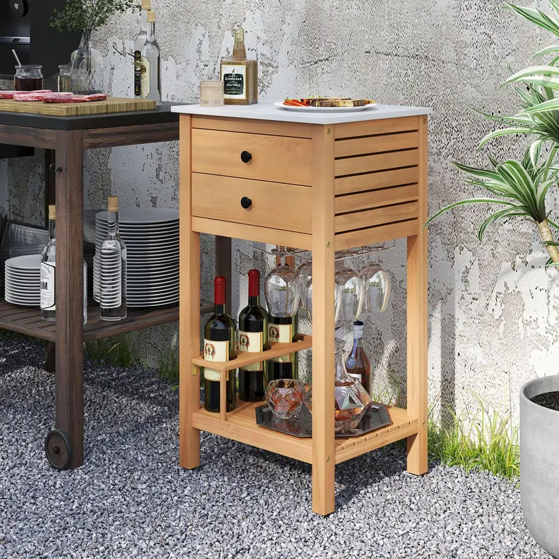 Goplus Outdoor-Bar-Buffet-Sideboard für Garten, Terrasse und Ecke