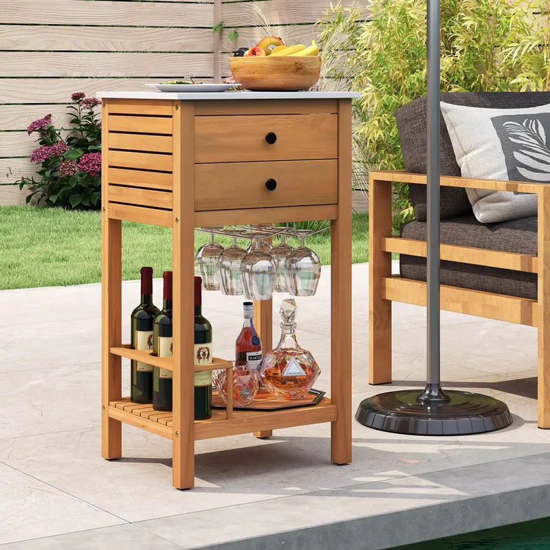 Goplus Outdoor-Bar-Buffet-Sideboard für Garten, Terrasse und Ecke