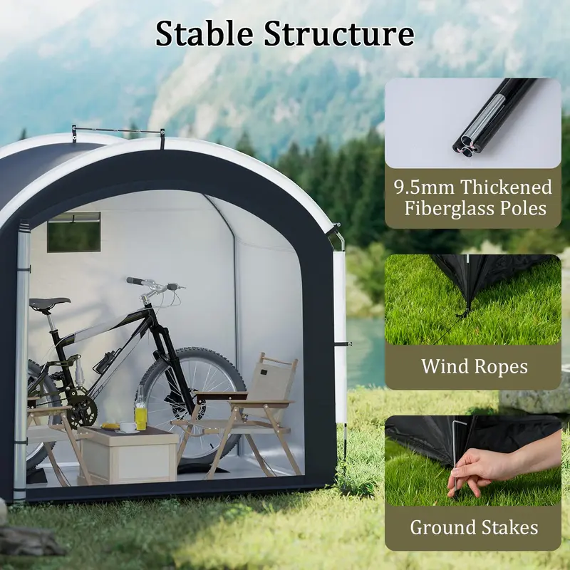Goplus Outdoor-Fahrradabstellhütte 2,2 x 1,5 m mit 210D-Oxford-Gewebe und wasserdichter PU4000-Beschichtung