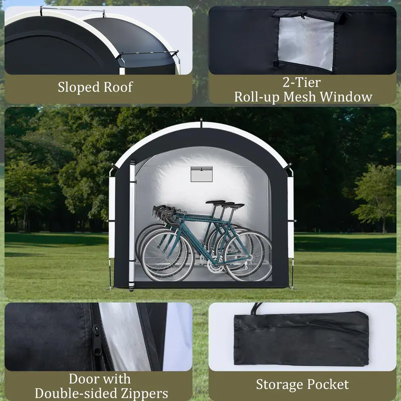 Goplus Outdoor-Fahrradabstellhütte 2,2 x 1,5 m mit 210D-Oxford-Gewebe und wasserdichter PU4000-Beschichtung