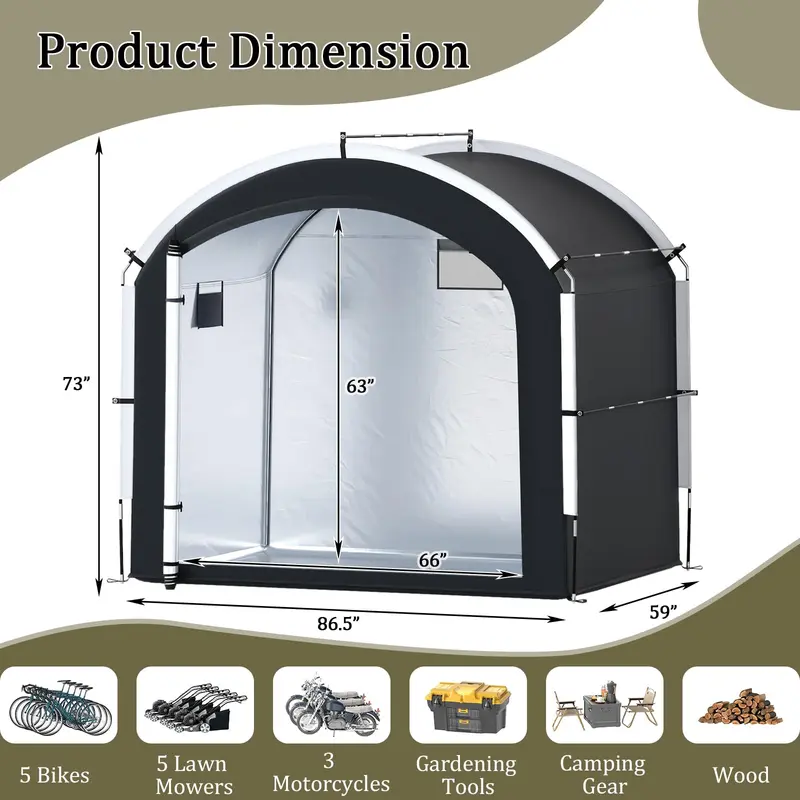 Goplus Outdoor-Fahrradabstellhütte 2,2 x 1,5 m mit 210D-Oxford-Gewebe und wasserdichter PU4000-Beschichtung