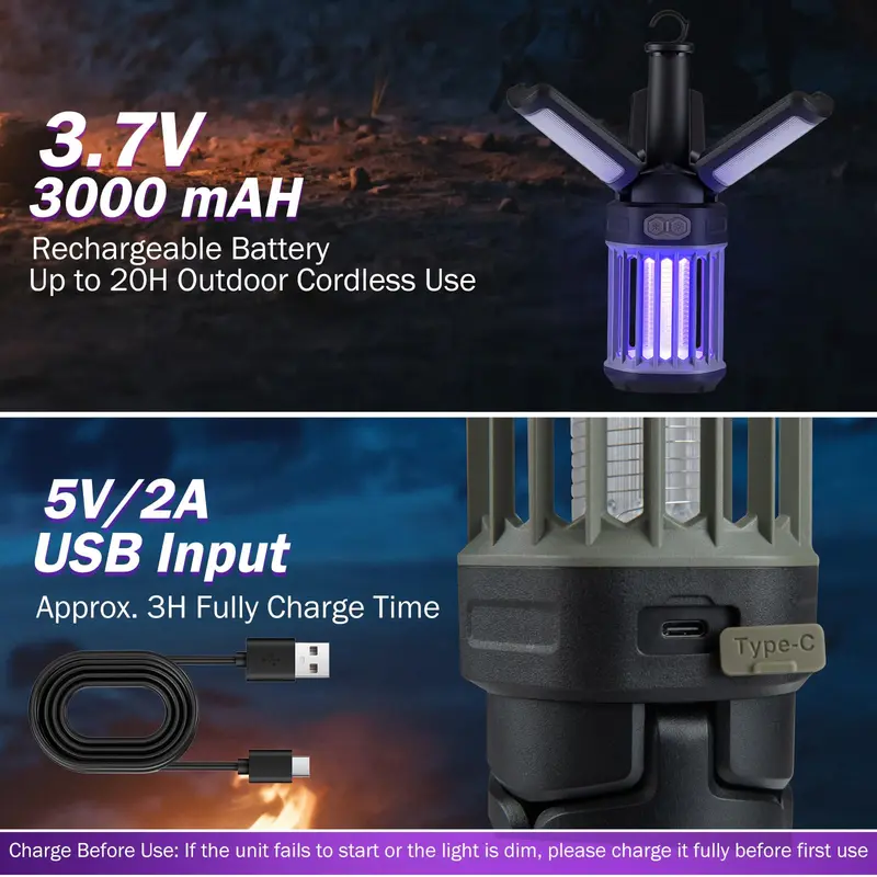 GoPlus Outdoor-Falle mit faltbarer Camping-Laterne, USB-C-wiederaufladbares elektrisches Nachtlicht