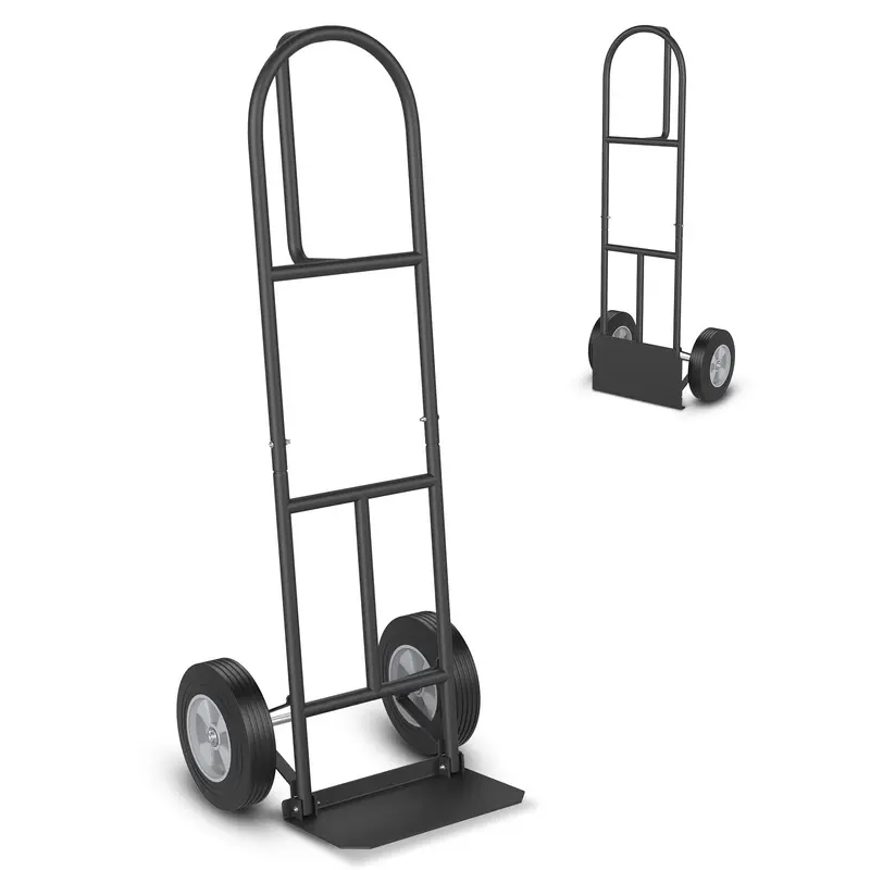Goplus P-Griff Handwagen, Hochwertiger Sackkarren mit 25-cm-Rädern, integrierter Doppelkugellagerung und klappbarer Ladeplatte