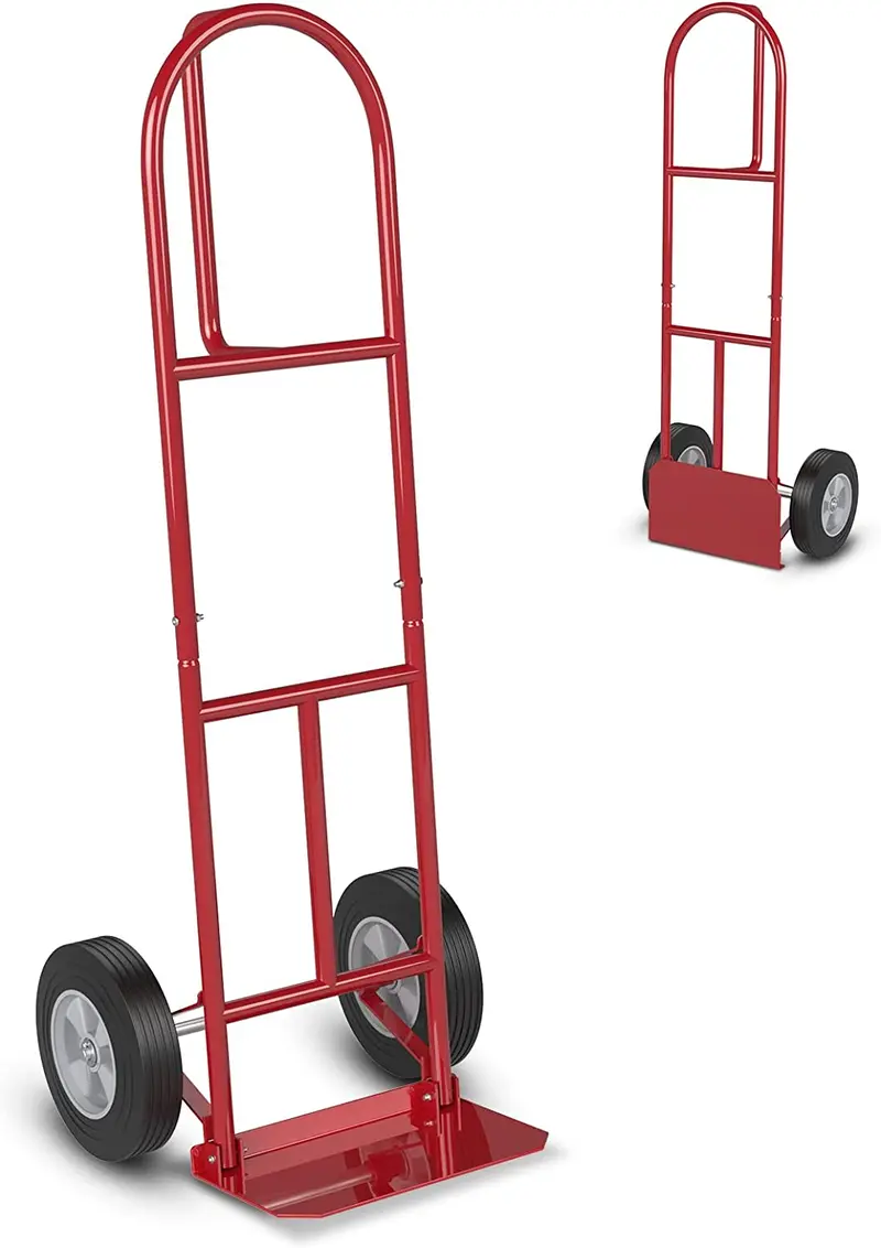 Goplus P-Griff Handwagen, Hochwertiger Sackkarren mit 25-cm-Rädern, integrierter Doppelkugellagerung und klappbarer Ladeplatte