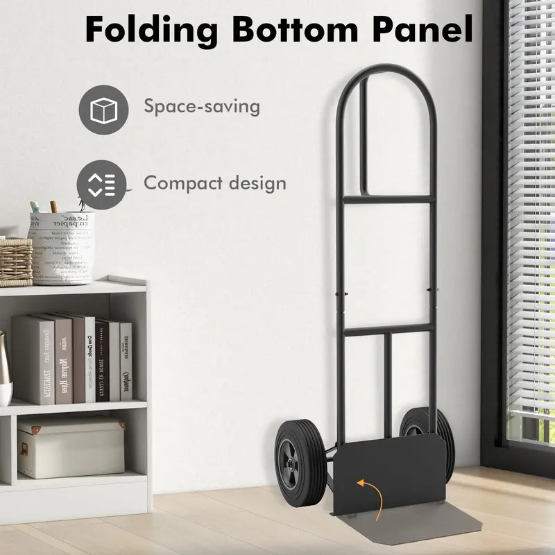 Goplus P-Griff Handwagen, Hochwertiger Sackkarren mit 25-cm-Rädern, integrierter Doppelkugellagerung und klappbarer Ladeplatte