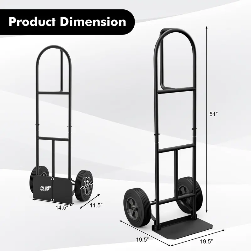 Goplus P-Griff Handwagen, Hochwertiger Sackkarren mit 25-cm-Rädern, integrierter Doppelkugellagerung und klappbarer Ladeplatte