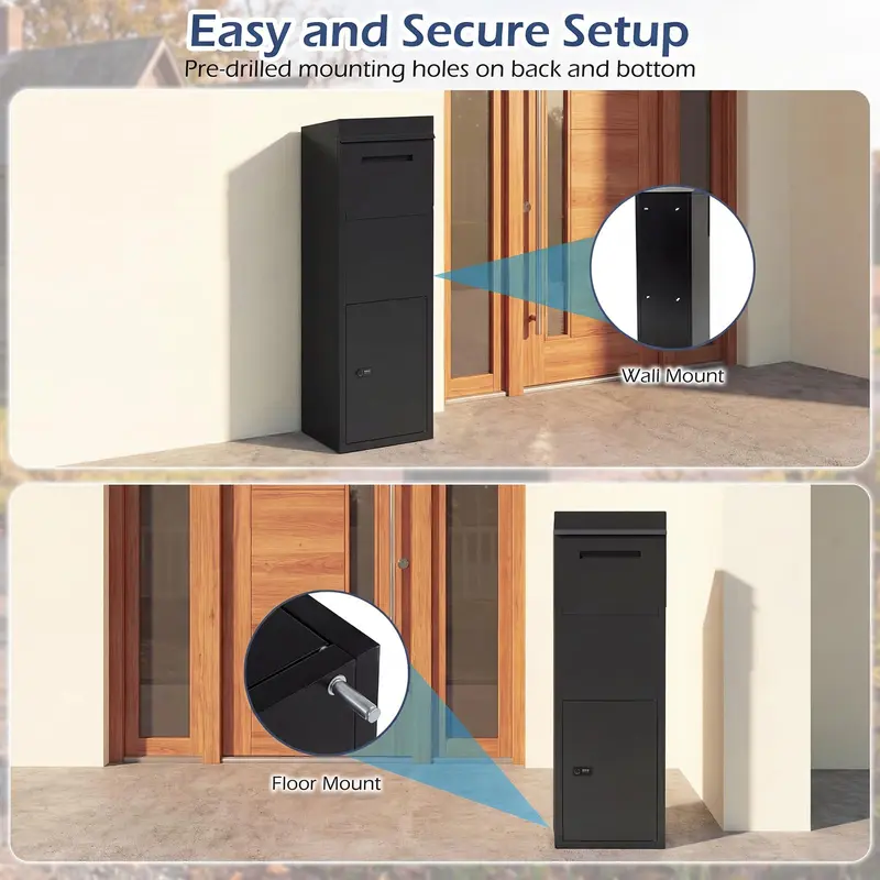 Goplus Paket-Drop-Box aus verzinktem Stahl mit Schloss