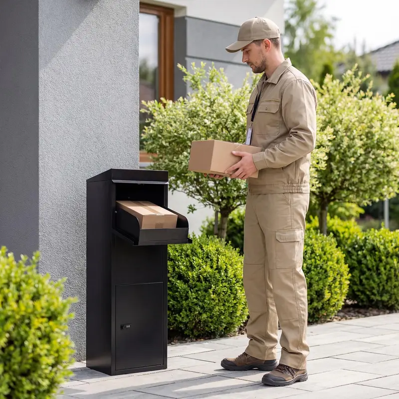 Goplus Paket-Drop-Box aus verzinktem Stahl mit Schloss