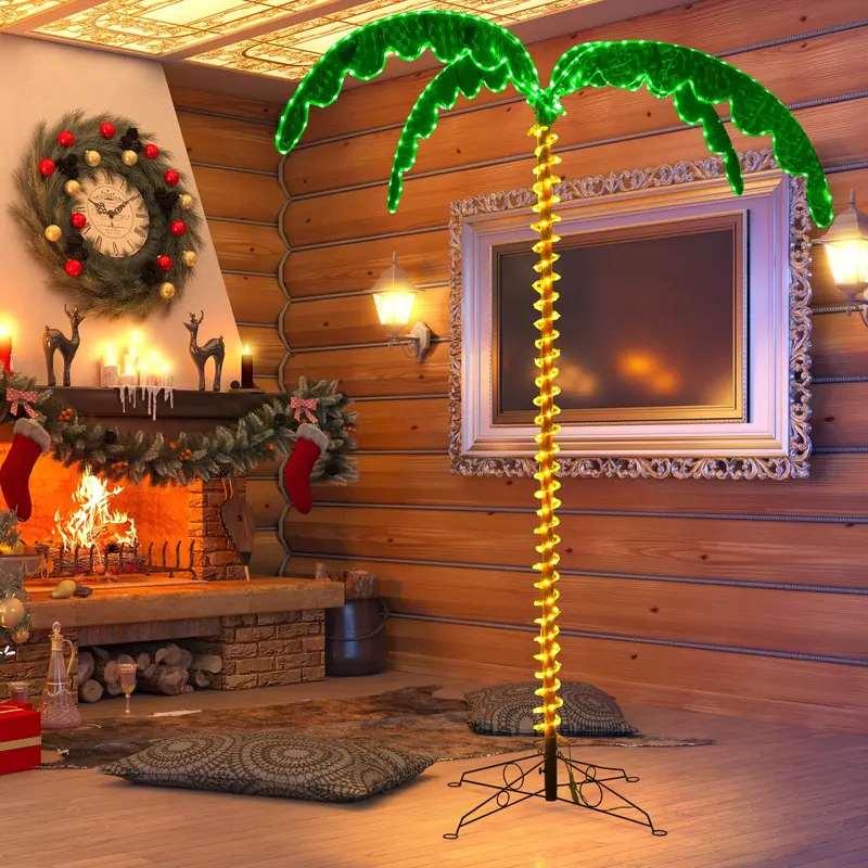 GoPlus Palmenbaum mit Beleuchtung, 2,29 m, tropischer Weihnachtsbaum mit 332 LED-Leuchten 2