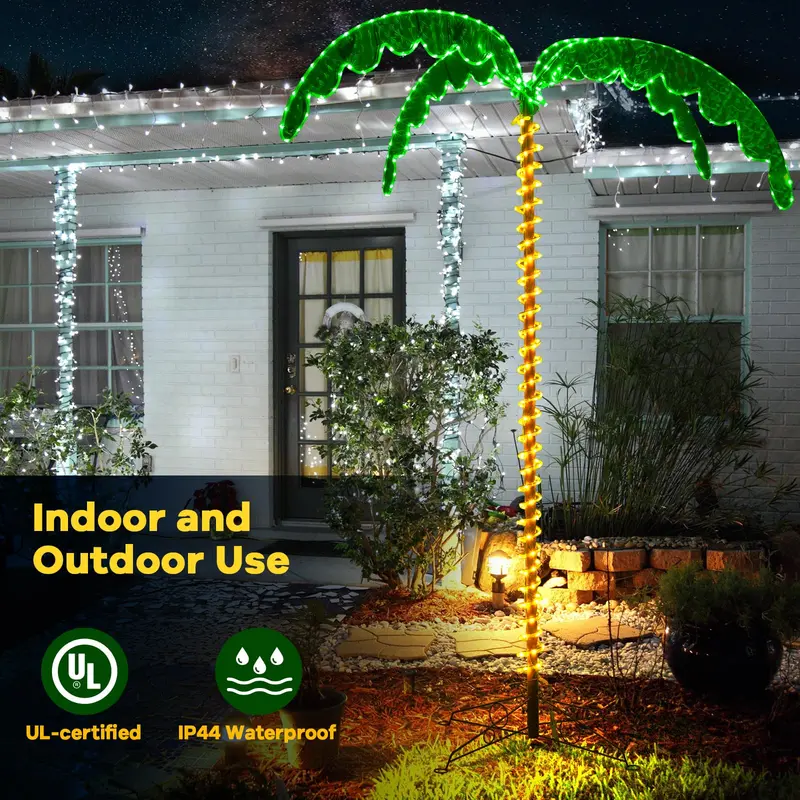 GoPlus Palmenbaum mit Beleuchtung, 2,29 m, tropischer Weihnachtsbaum mit 332 LED-Leuchten