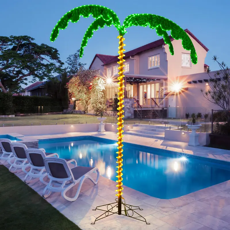 GoPlus Palmenbaum mit Beleuchtung, 2,29 m, tropischer Weihnachtsbaum mit 332 LED-Leuchten