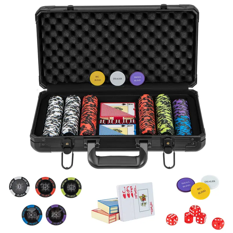 GoPlus-Pokerchip-Set, 300 oder 500 Stück à 14 g aus Ton