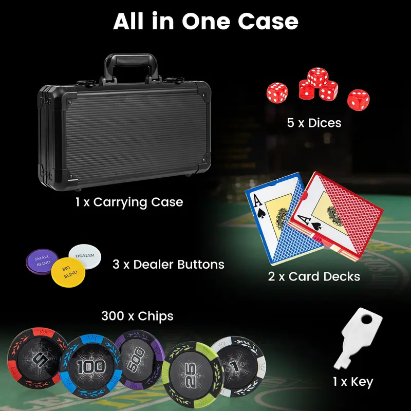 GoPlus-Pokerchip-Set, 300 oder 500 Stück à 14 g aus Ton