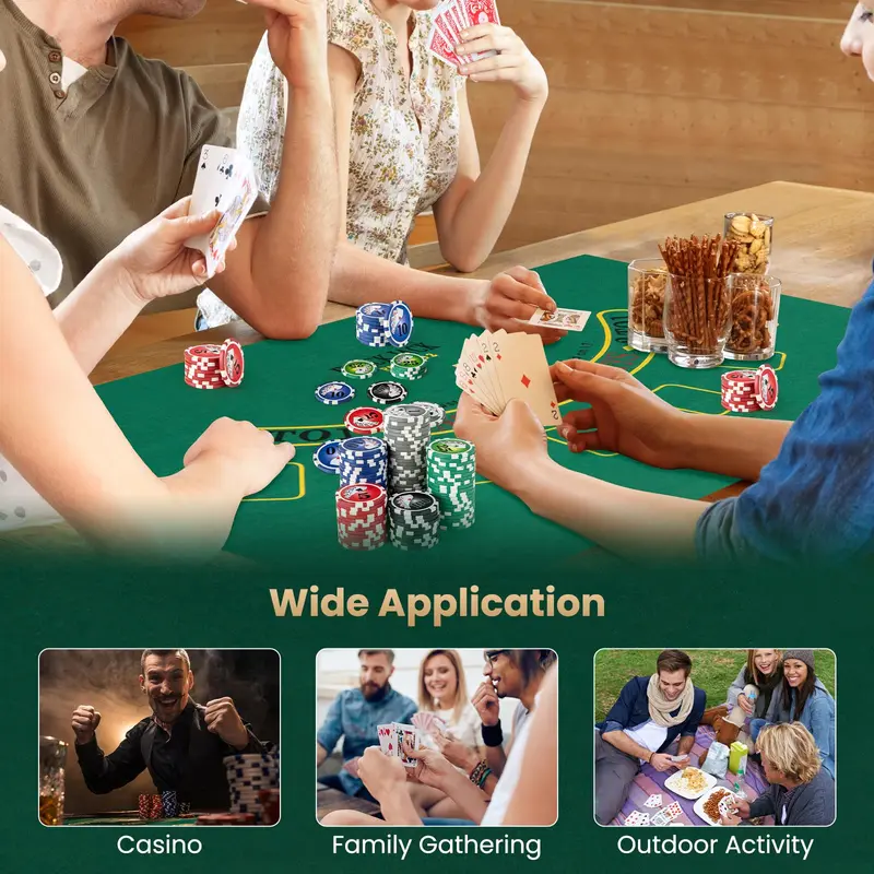 GoPlus-Pokerchip-Set, Casino-Pokerchips mit 300 Stück, 6 Kartendecks, Croupier-Button 2