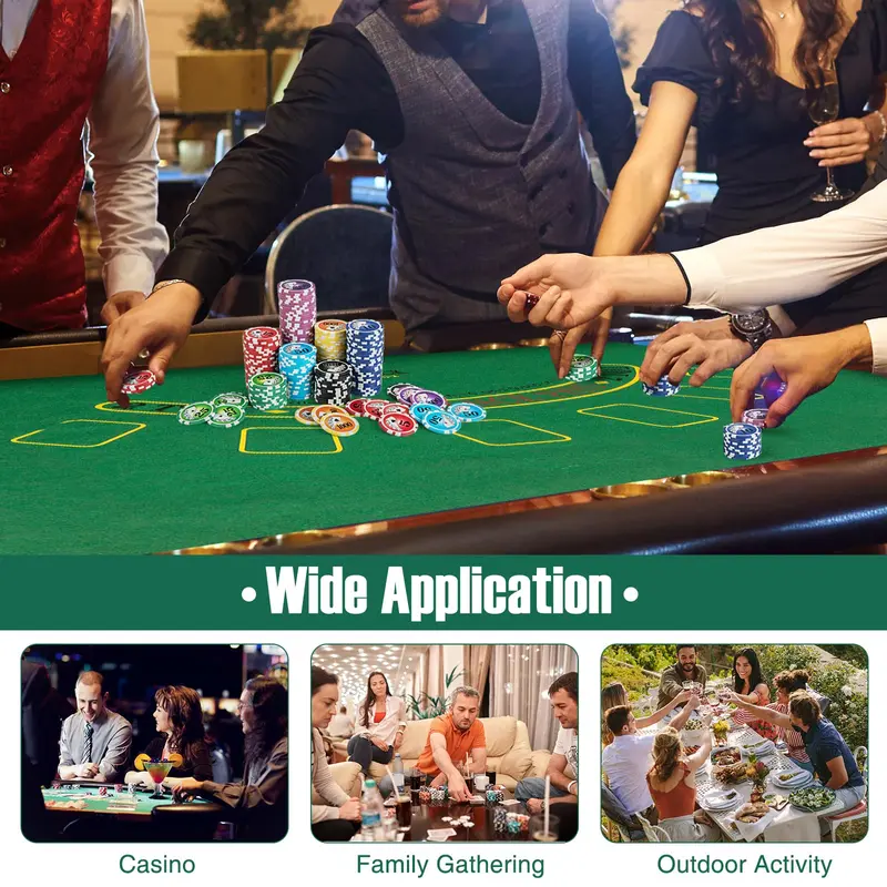 GoPlus-Pokerchip-Set, Casino-Pokerchips mit 600 Stück, 6 Kartendecks, Dealer-Button