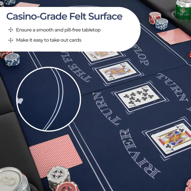 GoPlus Pokertisch, klappbar, 182 cm, für bis zu 8 Spieler – Kartentisch mit tiefen Metall-Getränkehaltern
