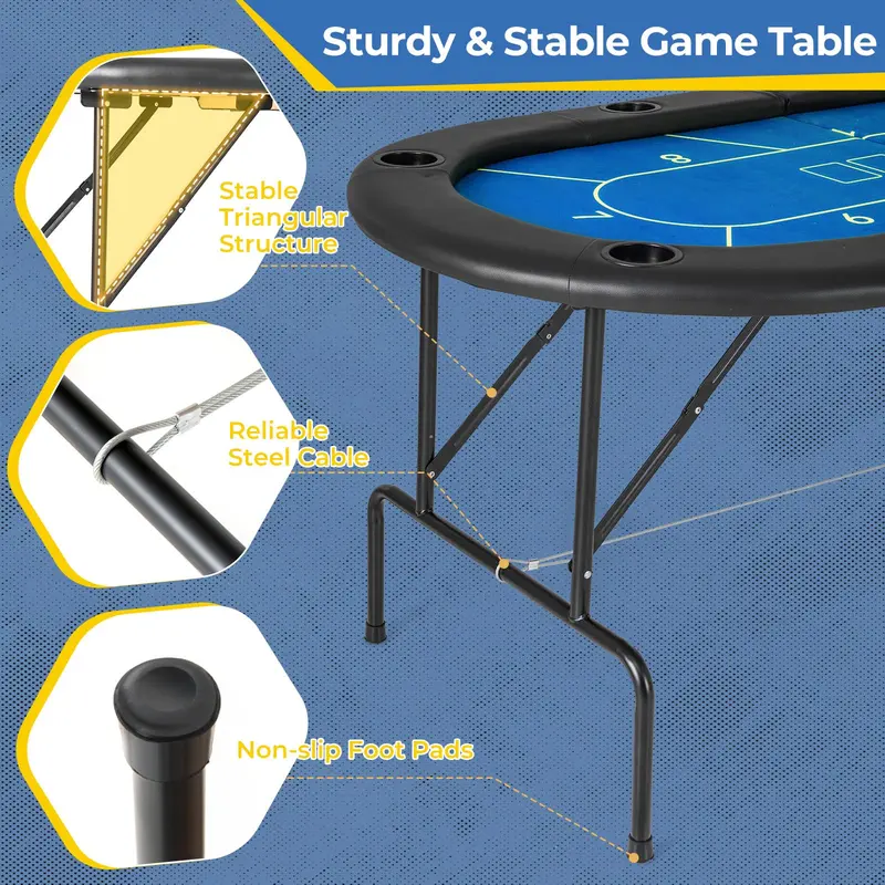 GoPlus-Pokertisch, klappbar, 183 × 91 × 77,5 cm, mit 8 Getränkehaltern