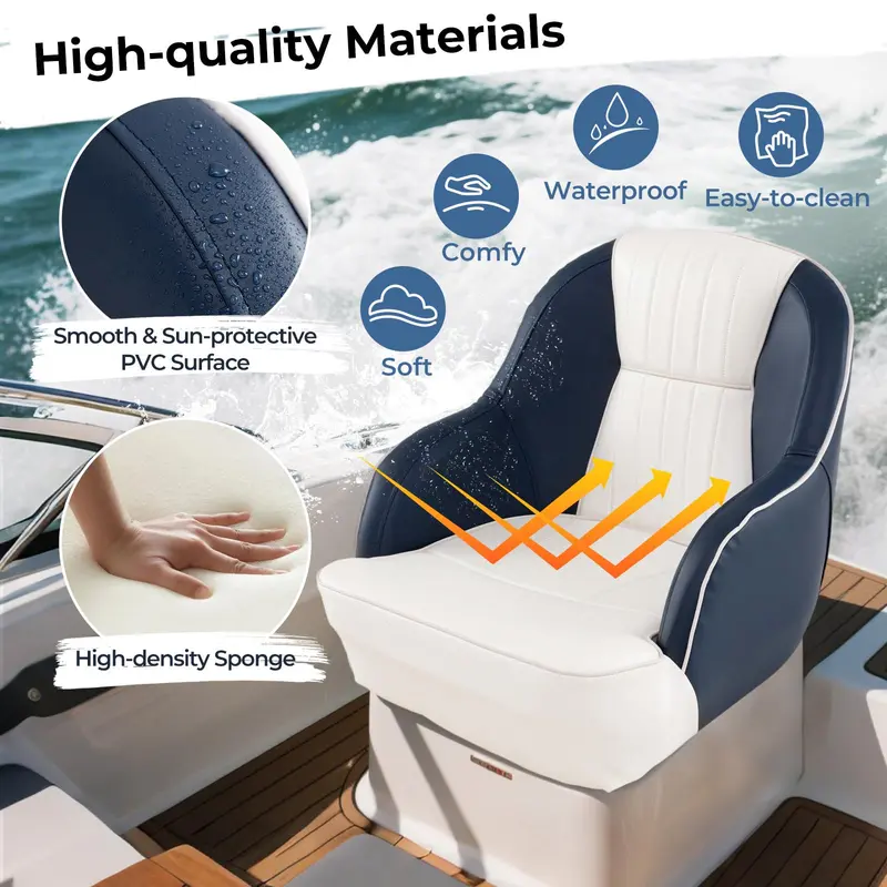 GoPlus-Pontonboot-Sitz mit dick gepolstertem Sitz | Ergonomischer Kabinen-Kommandantensitz