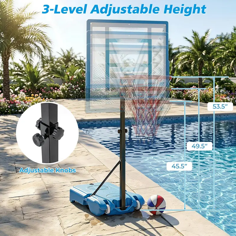 Goplus Pool-Basketballkorb | Höhenverstellbares Basketballtor mit 81 cm (32 Zoll) bruchsicherem Rückwand 2