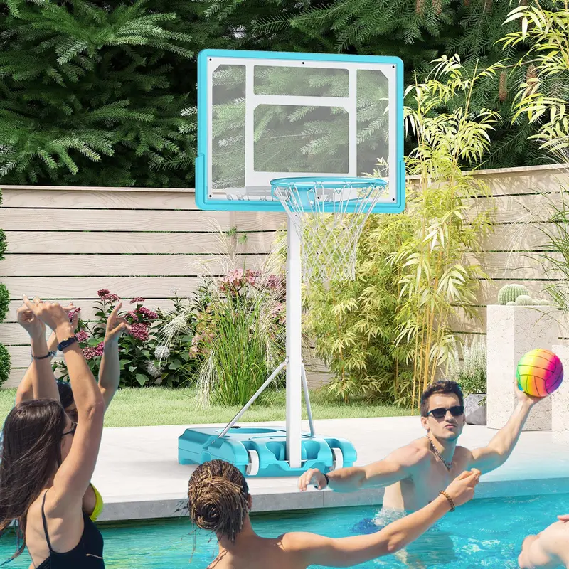 Goplus Poolside Basketballkorb mit verstellbarer Höhe (0,96–1,25 m) und 82 cm bruchsicherem Rückwandpaneel