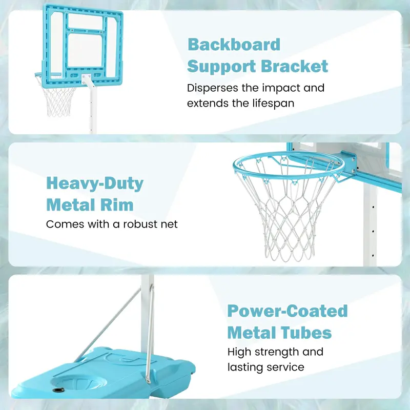 Goplus Poolside Basketballkorb mit verstellbarer Höhe (0,96–1,25 m) und 82 cm bruchsicherem Rückwandpaneel