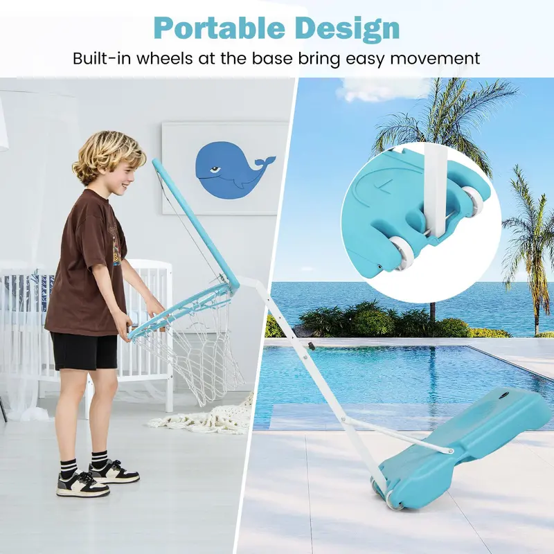 Goplus Poolside Basketballkorb mit verstellbarer Höhe (0,96–1,25 m) und 82 cm bruchsicherem Rückwandpaneel