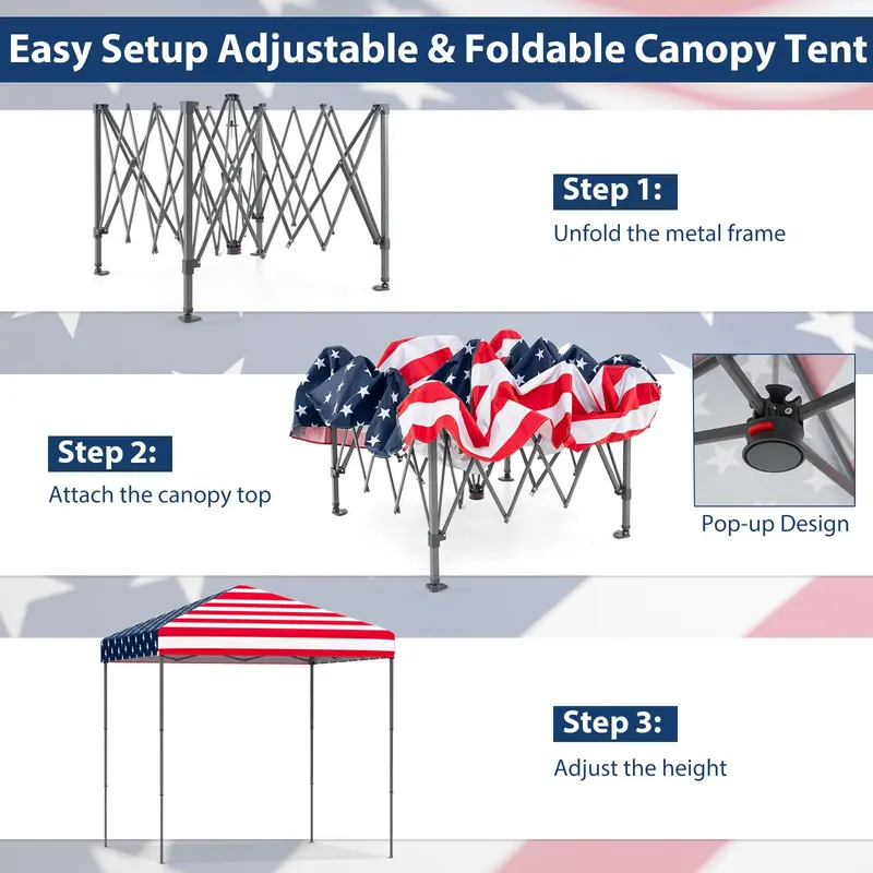 GoPlus Pop-up-Canopy-Zelt 2,5 x 2,5 m – Sofortaufbau-Schutzunterstand mit Tragetasche