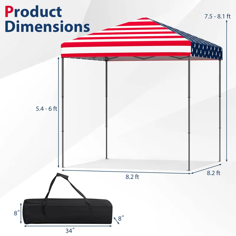 GoPlus Pop-up-Canopy-Zelt 2,5 x 2,5 m – Sofortaufbau-Schutzunterstand mit Tragetasche